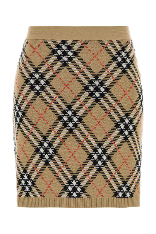 BURBERRY Embroidered Wool Blend Mini Skirt for Women - FW25