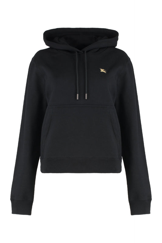 BURBERRY Cotton Hoodie with Ribbed Edges for Women