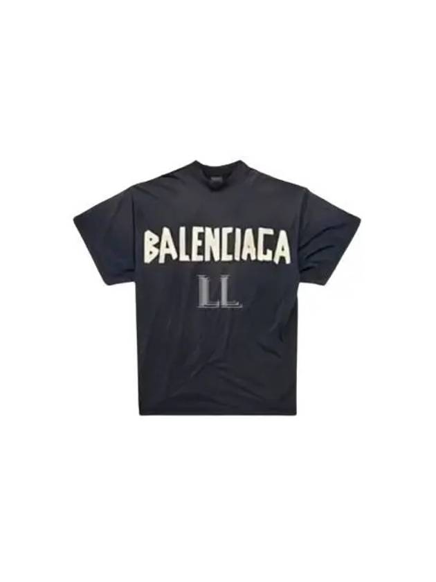 Balenciaga Tape Type Cotton Short Sleeve T-Shirt Black