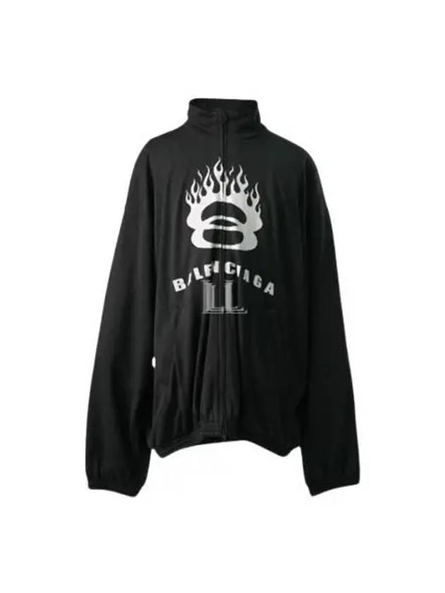 Balenciaga Flame Print Zip-Up Jacket Black