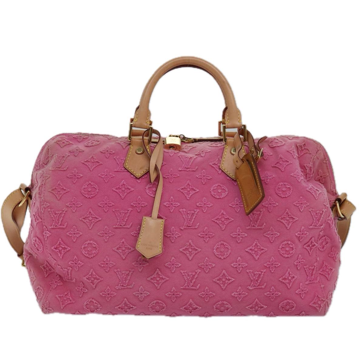 LOUIS VUITTON Monogram Stone Speedy Bandouliere 35 Bag Rose M40831 82931A