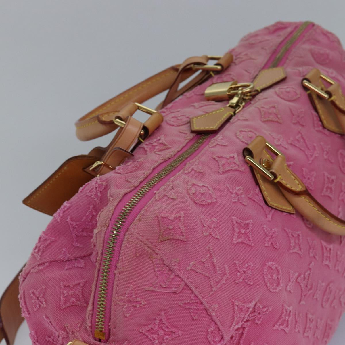 LOUIS VUITTON Monogram Stone Speedy Bandouliere 35 Bag Rose M40831 82931A