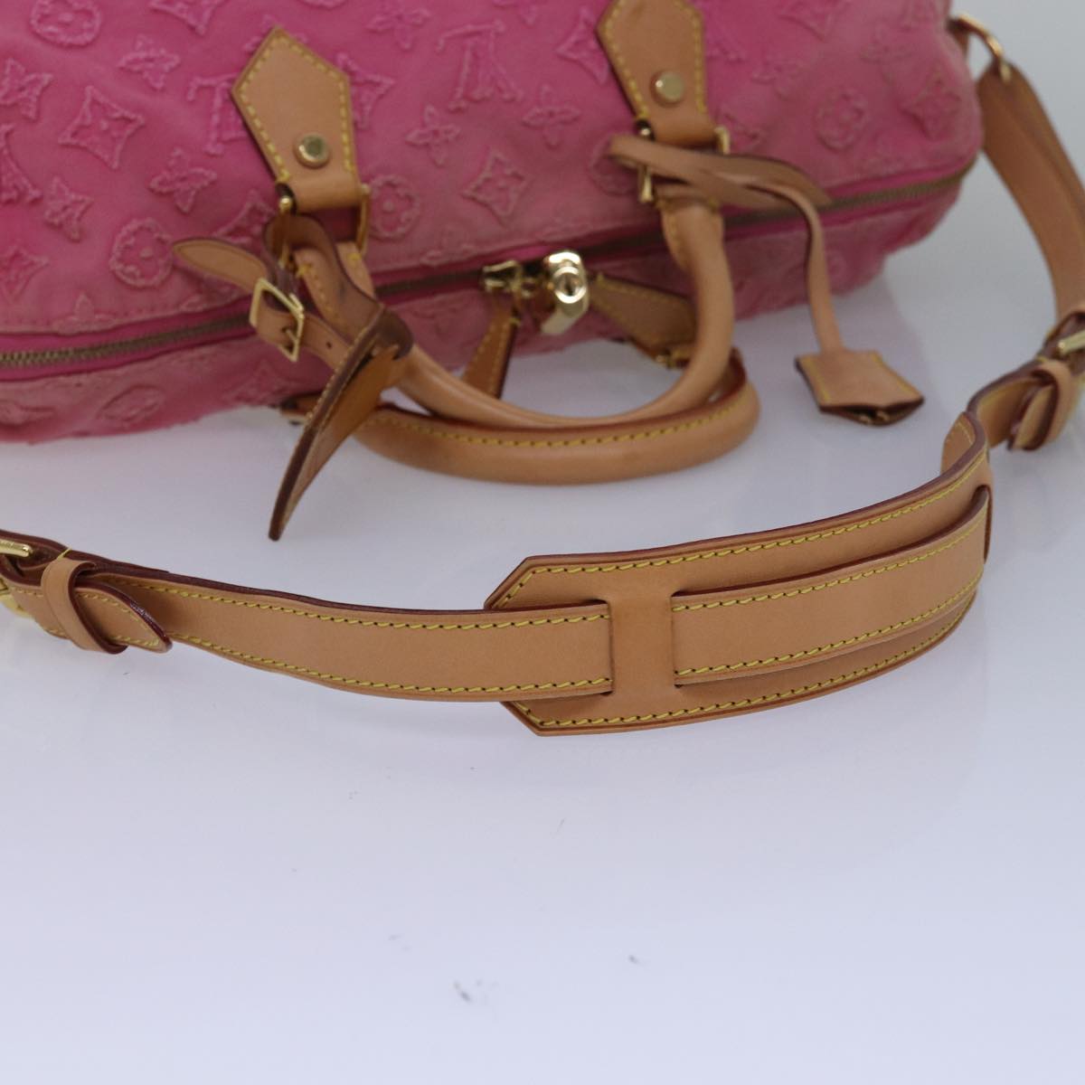 LOUIS VUITTON Monogram Stone Speedy Bandouliere 35 Bag Rose M40831 82931A