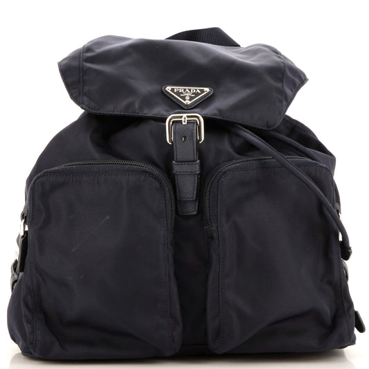 Prada Double Pocket Buckle Backpack Tessuto Medium