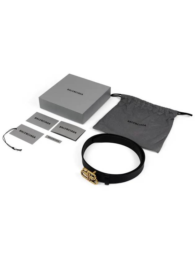 Balenciaga BB Buckle Belt Black Gold