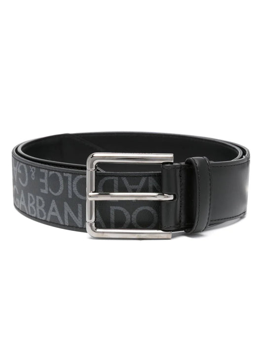 Dolce & Gabbana Men Belt With Buckle Embroidered With Logo