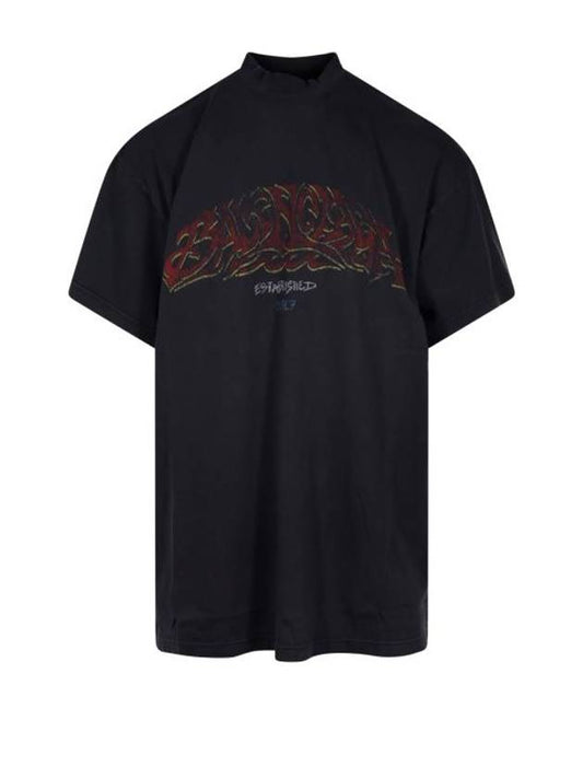 Balenciaga Offshore Oversized Short Sleeve T-Shirt Black Faded