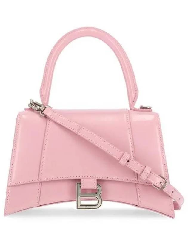 Balenciaga Hourglass Shiny Box Calfskin Small Tote Bag Pink