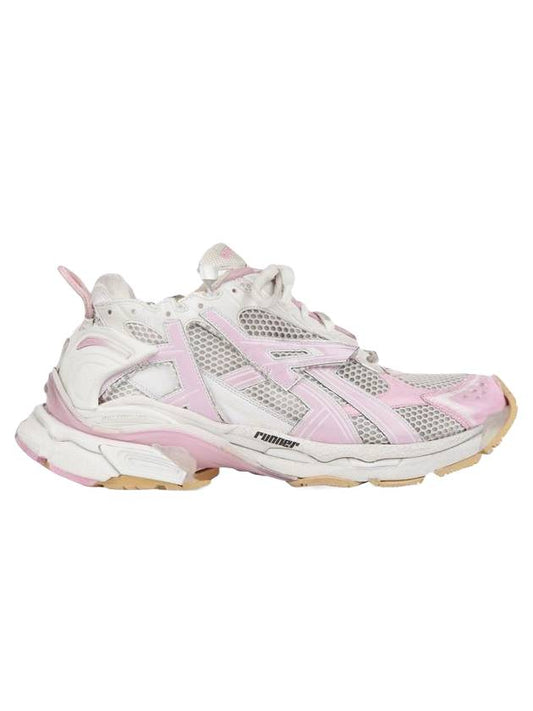 Balenciaga Effect Mesh Runner Low Top Sneakers White Pink