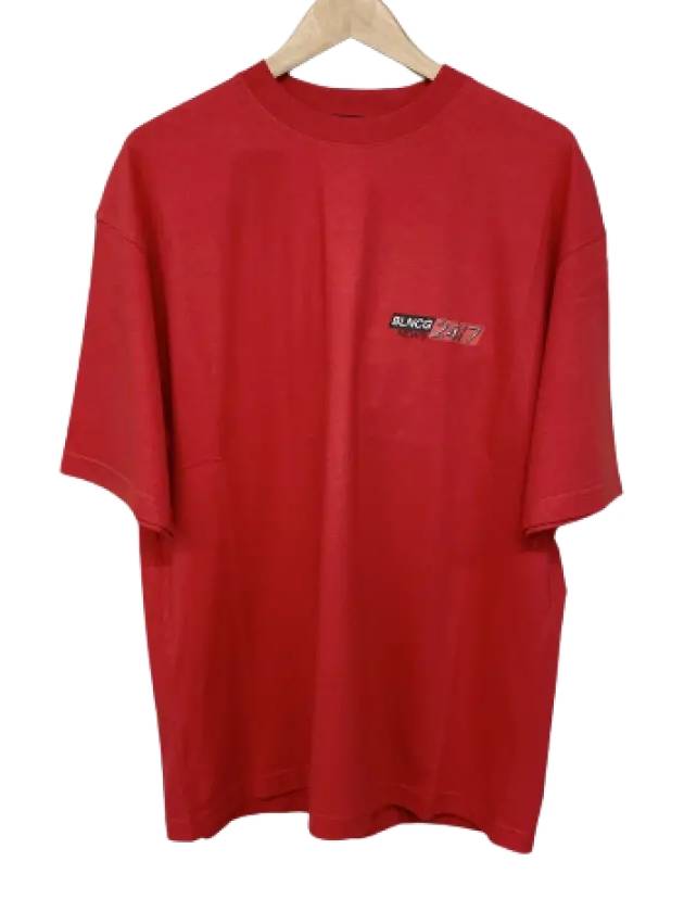 Balenciaga News Logo Print Short Sleeve T-Shirt Red