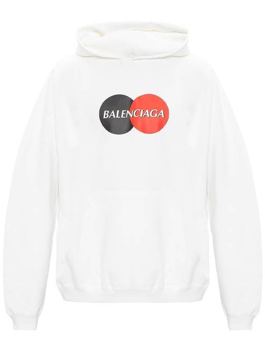Balenciaga Logo Print Over Fit Hoodie White