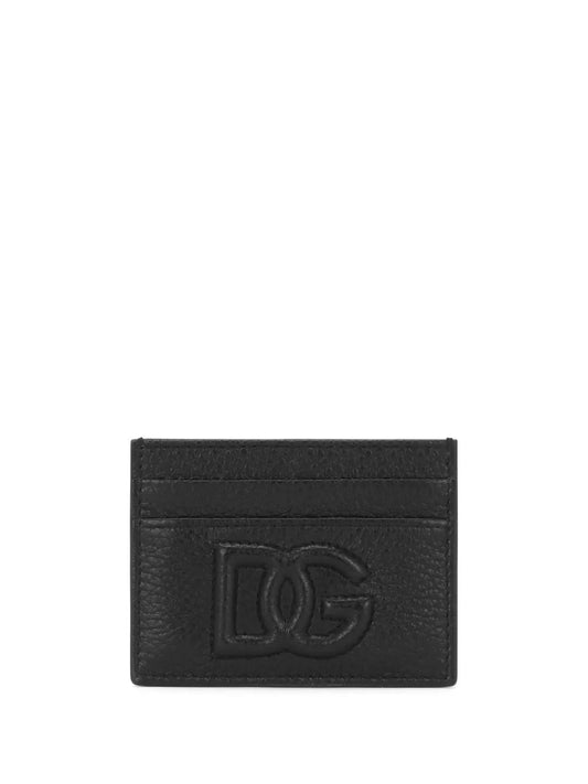 Dolce & Gabbana Men Leather Card Holder With Logo Plaque