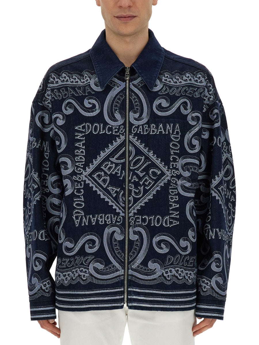 Dolce & Gabbana Men Navy Print Cardigan