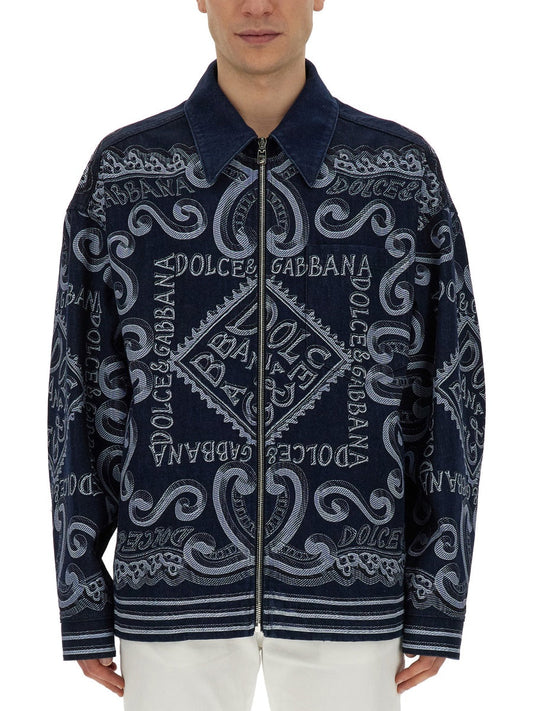 Dolce & Gabbana Men Navy Print Cardigan