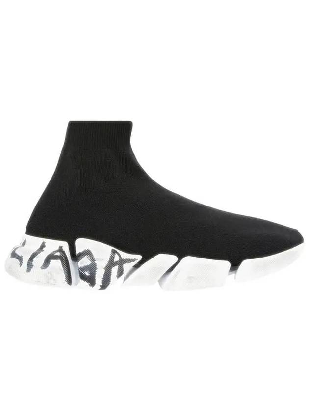 Balenciaga Speed 2.0 Graffiti Knit High Top Sneakers Black