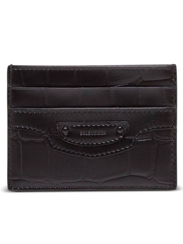 Balenciaga Neo Classic Crocodile Effect Card Wallet Black
