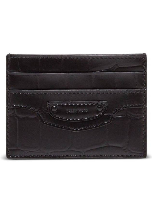 Balenciaga Neo Classic Crocodile Effect Card Wallet Black