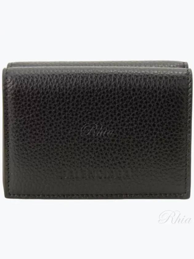 Balenciaga Essential Small Grained Leather Half Wallet Black