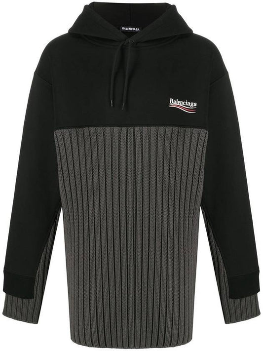 Balenciaga Wave Logo Knit Hoodie Black