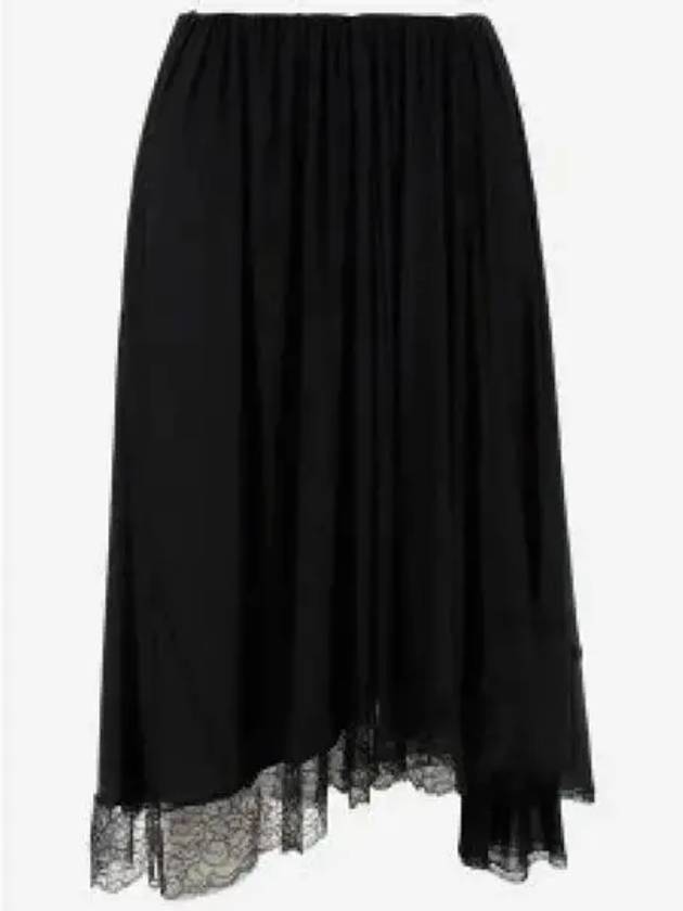 Balenciaga Lace Trimmed A-Line Skirt Black