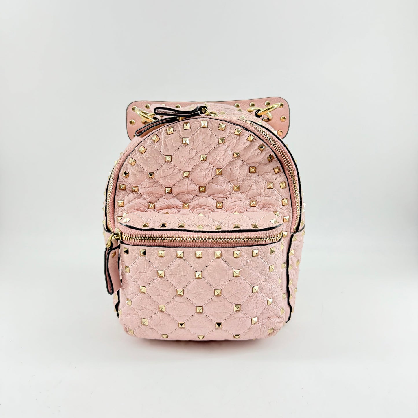 VALENTINO GARAVANI Nappa Quilted Mini Rockstud Spike Backpack Poudre