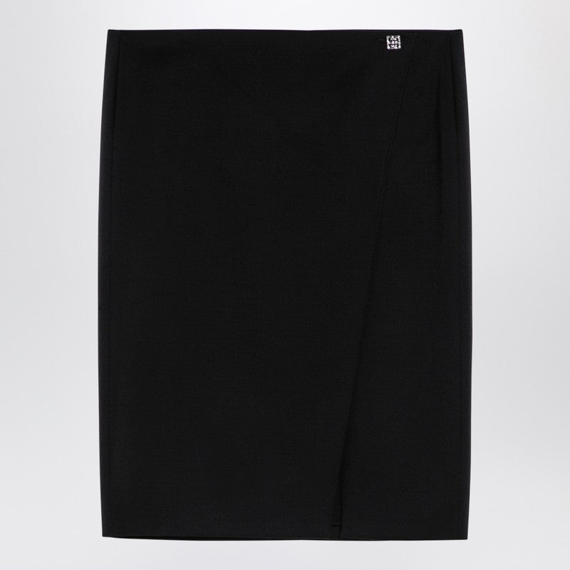 Givenchy Black Wool Skirt With Metal Button 4G Women