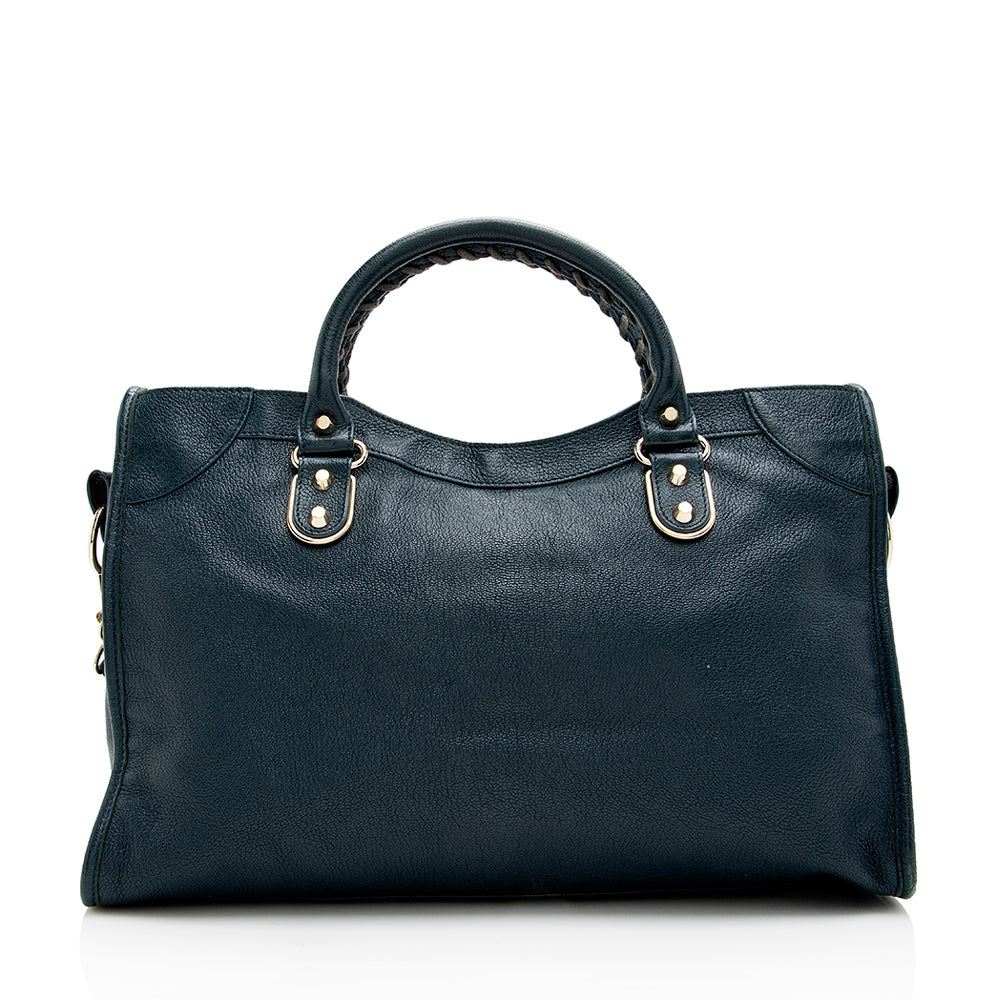 Balenciaga Agneau Metallic Edge City Satchel (SHF-17832)