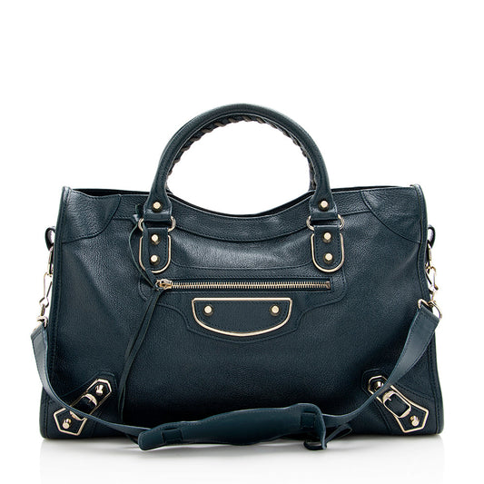 Balenciaga Agneau Metallic Edge City Satchel (SHF-17832)