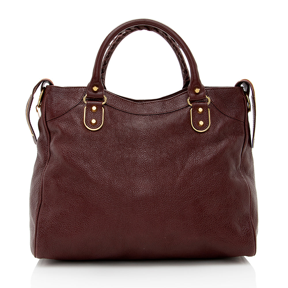 Balenciaga Chevre Leather Metallic Edge Velo Satchel (SHF-18023)