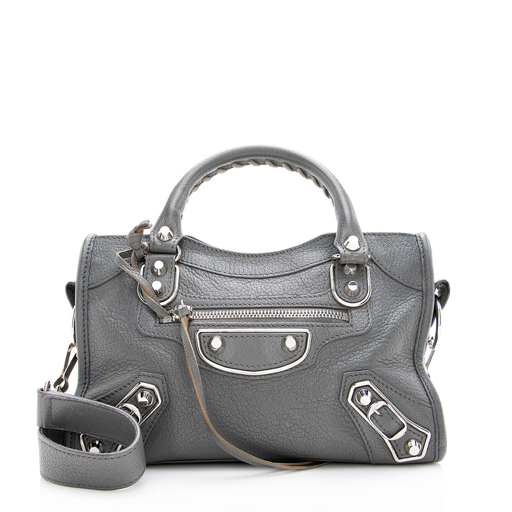 Balenciaga Chevre Metal Edge City Mini Satchel (SHF-18937)