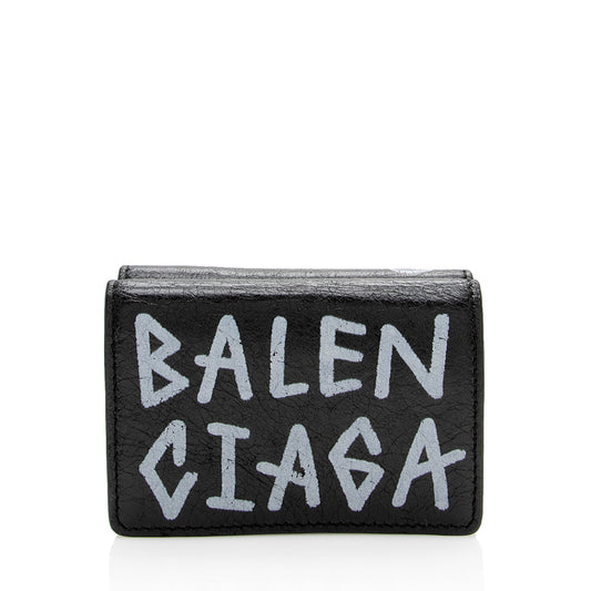 Balenciaga Leather Graffiti Mini Wallet (SHF-16612)