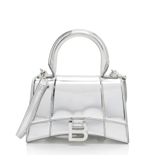 Balenciaga Metallic Calfskin Hourglass XS Top Handle (SHF-jIgLTj)