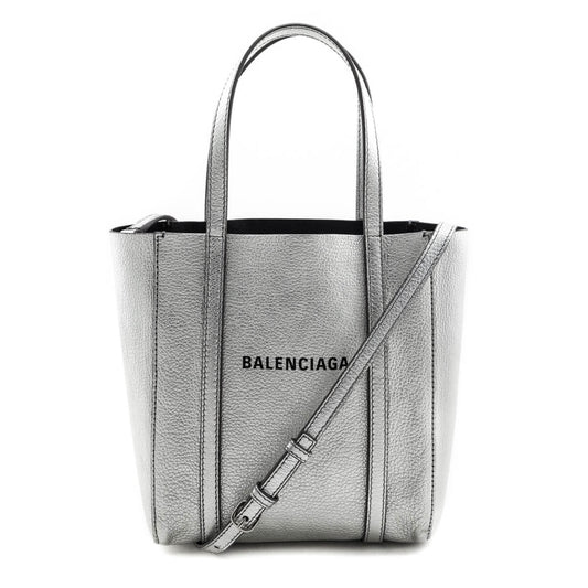 Balenciaga Argent Metallic Goatskin Logo XXS Everyday Tote