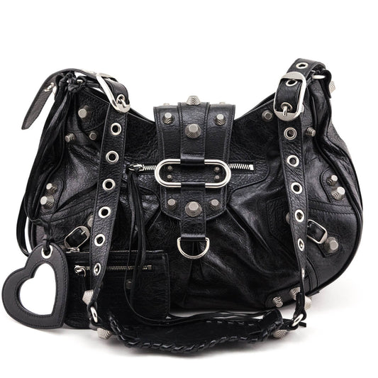 Balenciaga Black Agneau Arena Medium Le Cagole Shoulder Bag