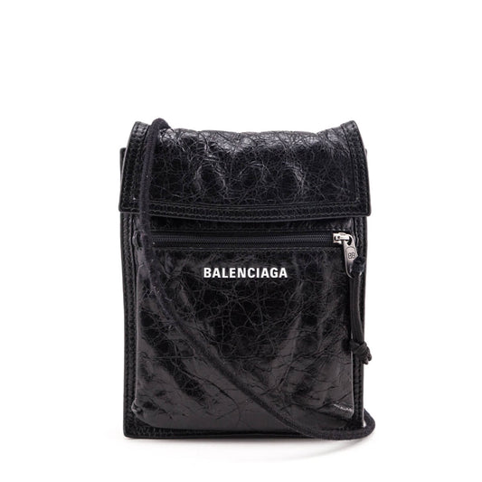 Balenciaga Black Agneau Explorer Crossbody Pouch