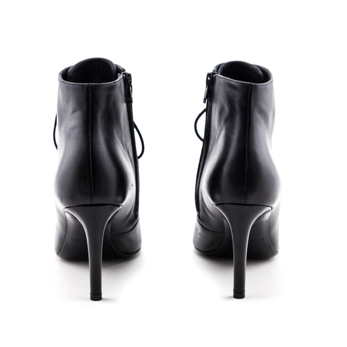 Balenciaga Black Leather Lace up Ankle Boots Size US 9 | EU 39