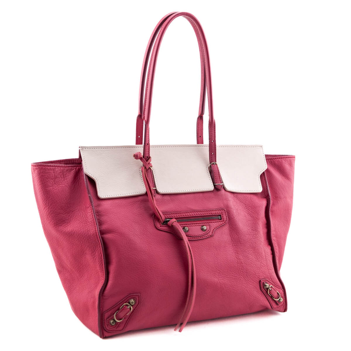 Balenciaga Fuchsia Calfskin Papier Ligne A5 Flap Tote Bag