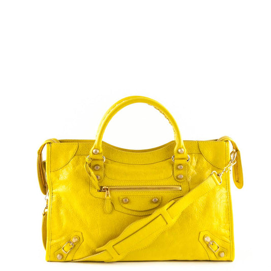 Balenciaga Curry Lambskin Giant 12 Gold City Bag
