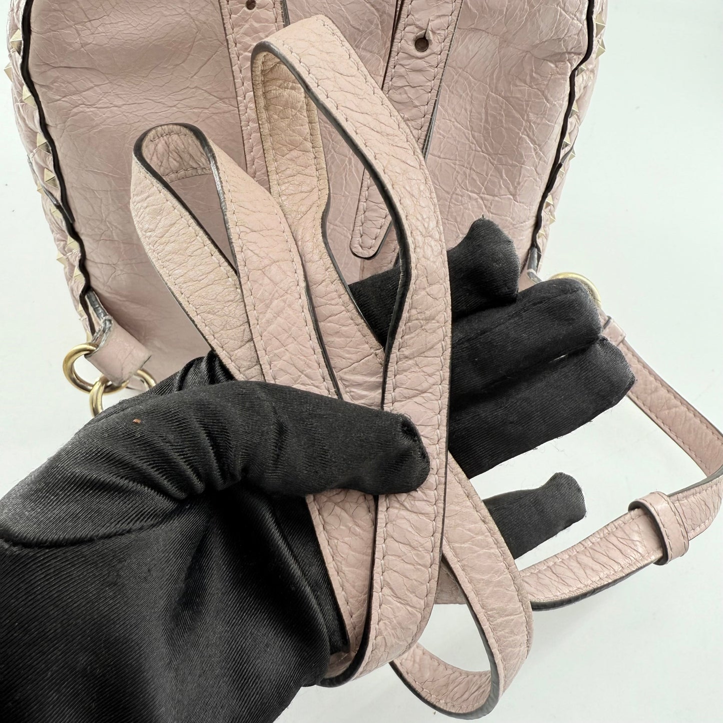 VALENTINO GARAVANI Nappa Quilted Mini Rockstud Spike Backpack Poudre