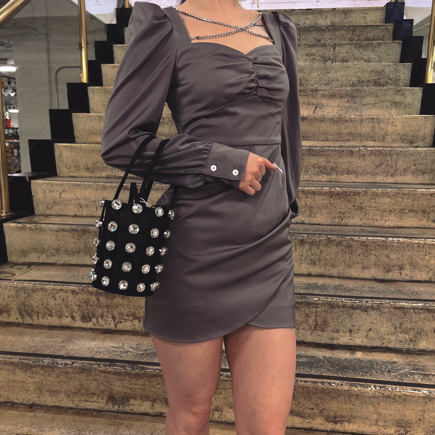 Alexander Wang Leather Crystal Roxy Mini Bucket bag