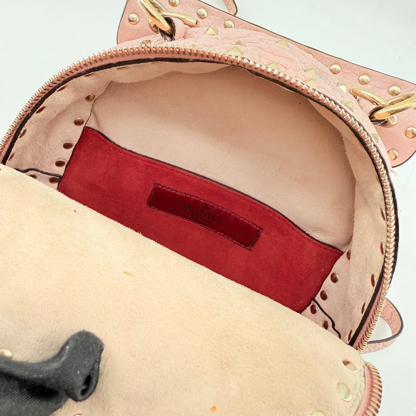 VALENTINO GARAVANI Nappa Quilted Mini Rockstud Spike Backpack Poudre