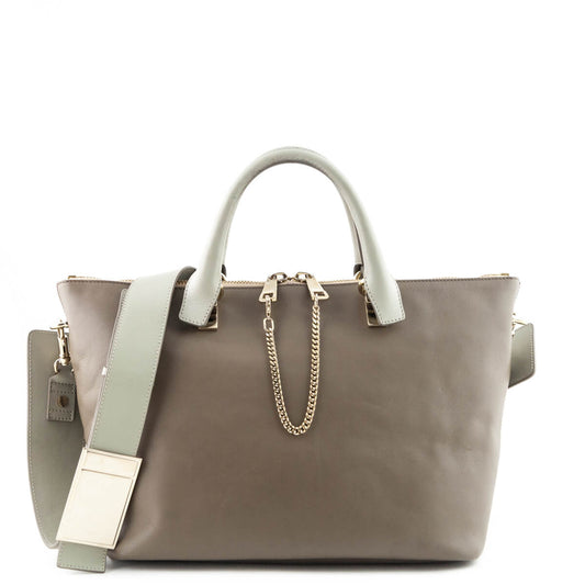 Chloe Two-Tone Taupe Medium Baylee Shoulder Bag