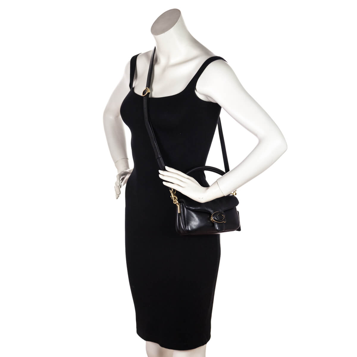 Coach Black & Brass Nappa Pillow Tabby 18