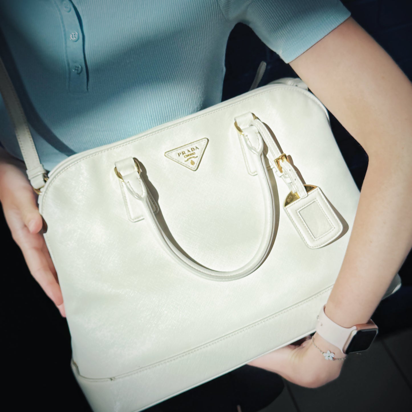 Prada Saffiano Lux Open Promenade Dome Tote TWS
