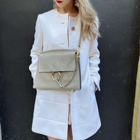 Chloe Faye Shoulder Bag Leather and Suede Medium