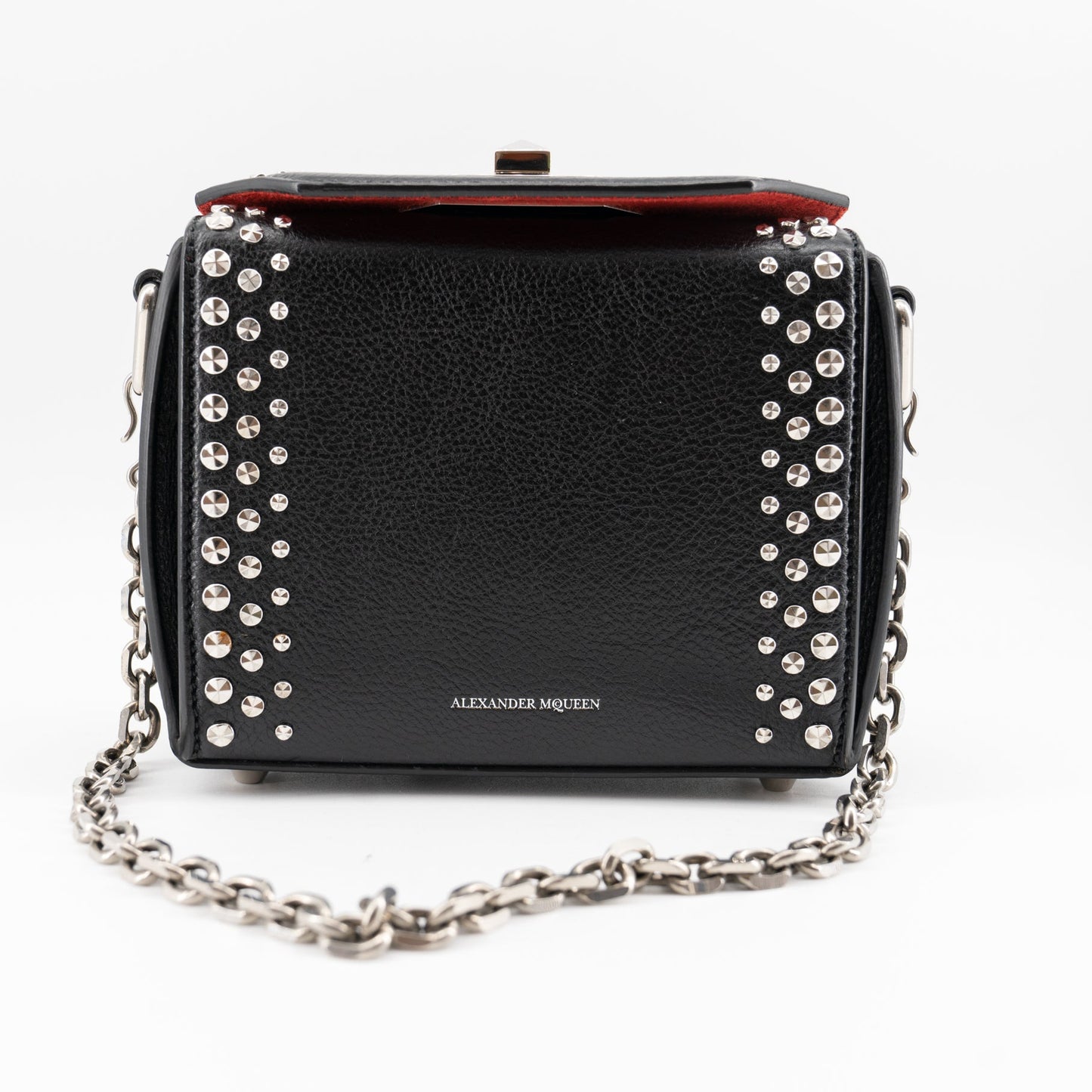 ALEXANDER MCQUEEN Grained Calfskin Studded Box Shoulder Bag 16 Black