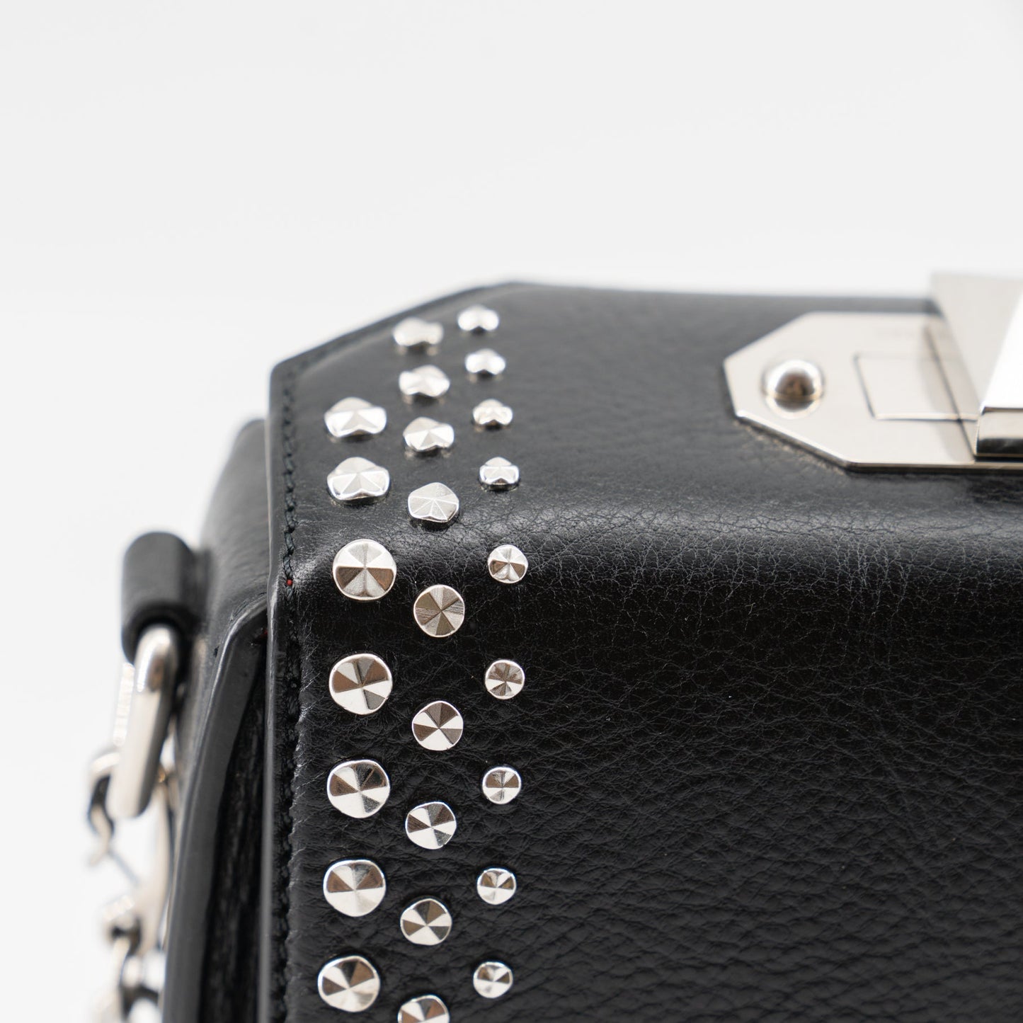 ALEXANDER MCQUEEN Grained Calfskin Studded Box Shoulder Bag 16 Black