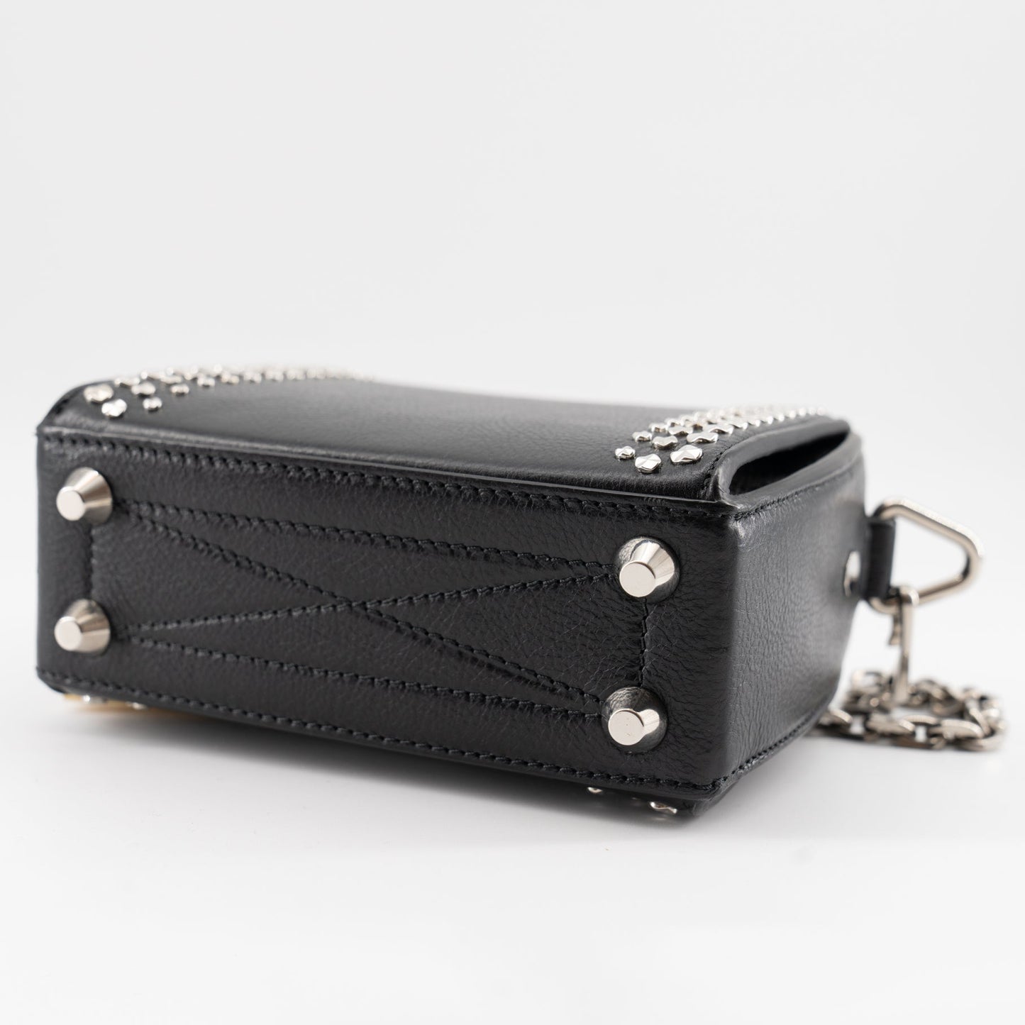 ALEXANDER MCQUEEN Grained Calfskin Studded Box Shoulder Bag 16 Black