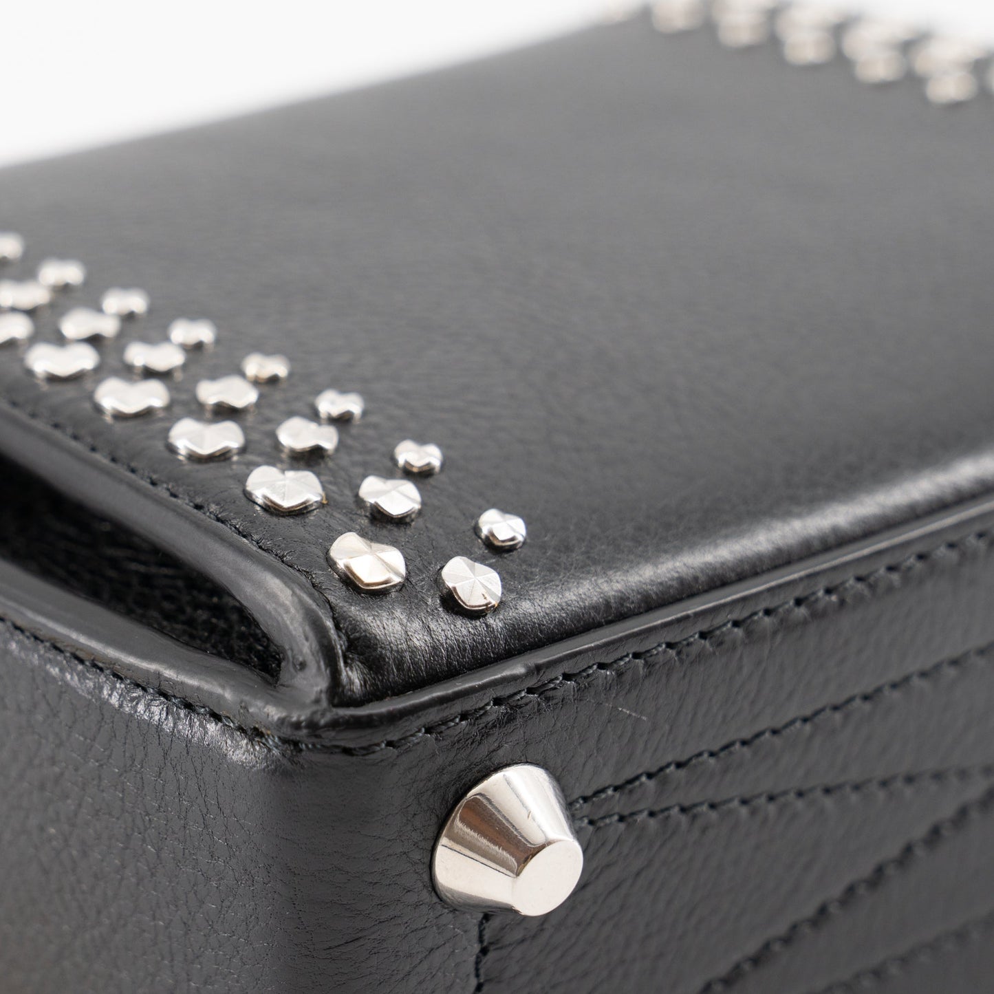 ALEXANDER MCQUEEN Grained Calfskin Studded Box Shoulder Bag 16 Black