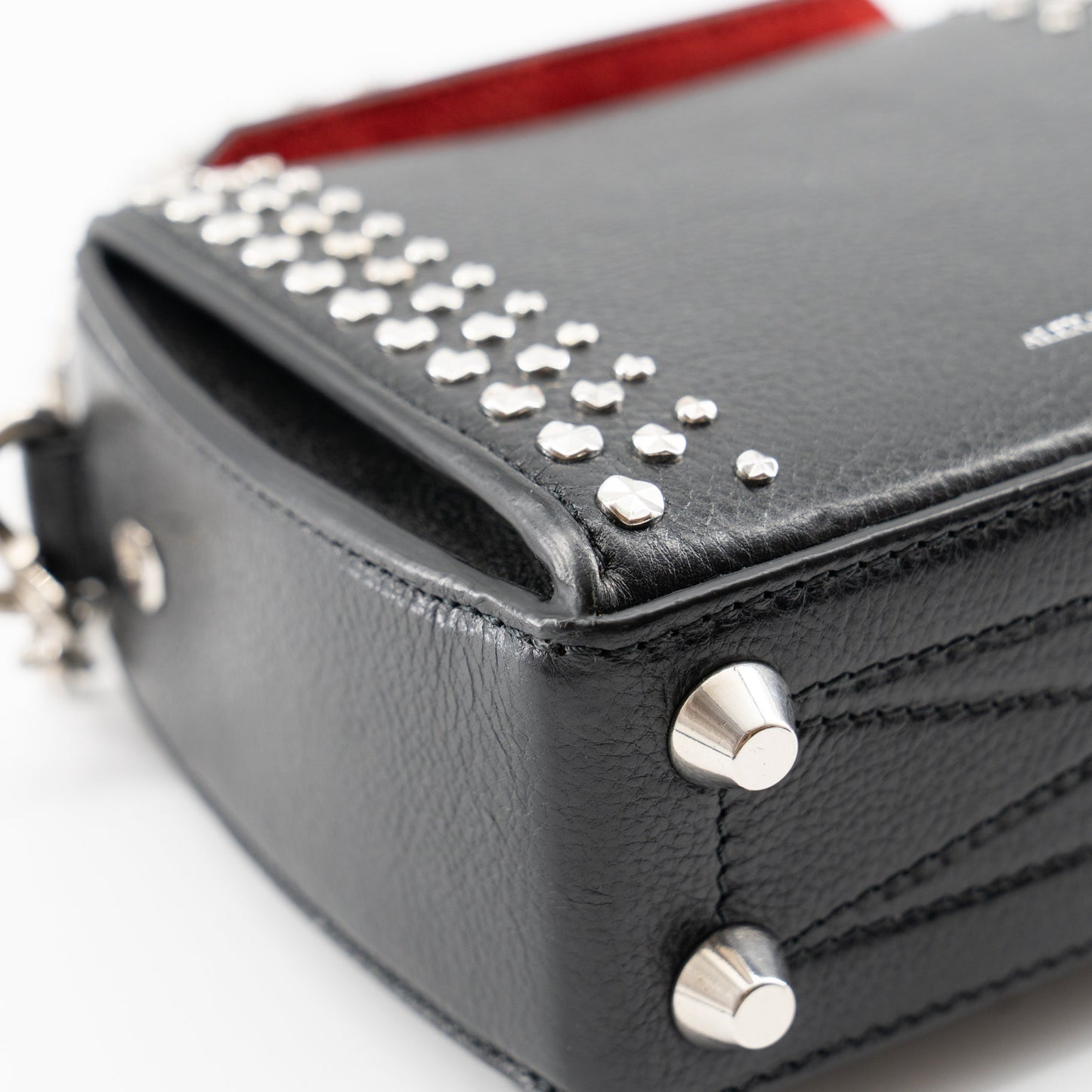 ALEXANDER MCQUEEN Grained Calfskin Studded Box Shoulder Bag 16 Black